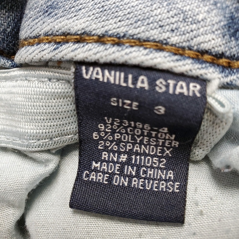 Vanilla Star Mom Jeans Blue Mid Rise Distressed Button Fly Junior's Size 3 - Picture 7 of 7